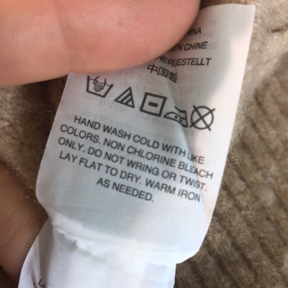 J. Crew Sweater V-neck Merino Wool Alpaca Hi-Lo Large Size Large Tan - Picture 7 of 9